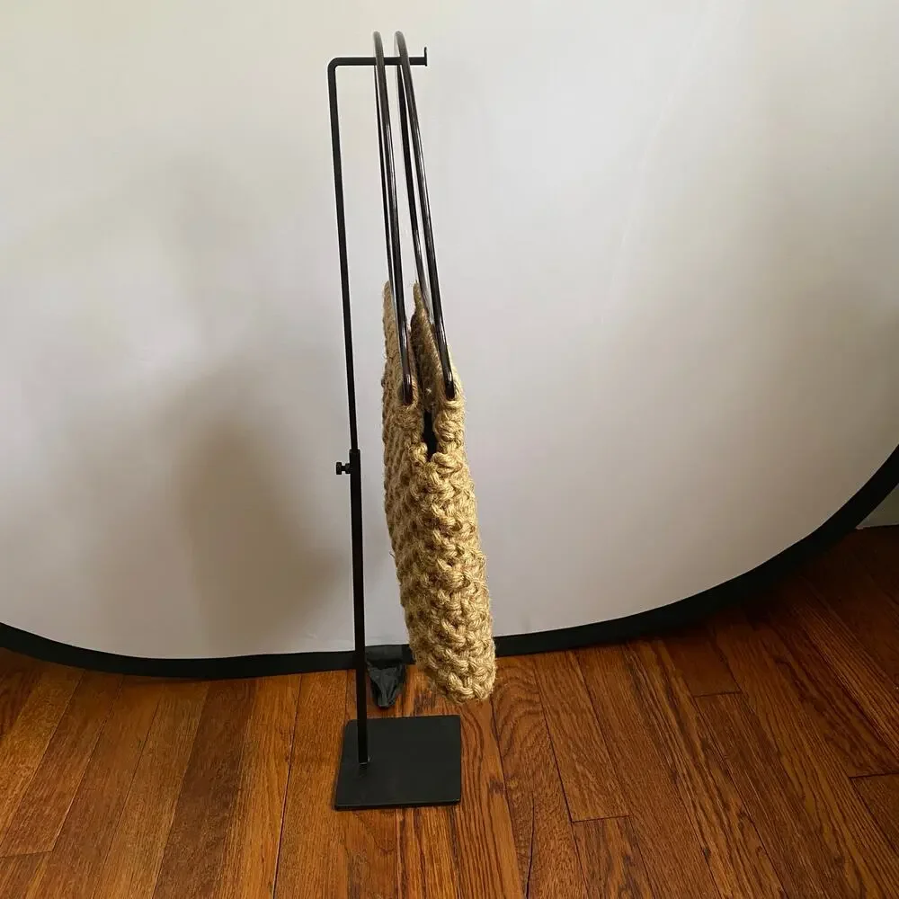 Vintage Macrame Beige Woven Handbag With Bakelite Lucite Handles Handmade Boho